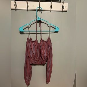 Aeropostale Maroon stripped of the shoulder neck tie top size M